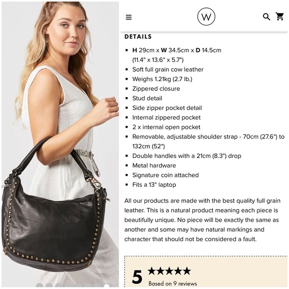 Wanderers Travel Co Amalfi Studded Purse black leather - Picture 3 of 10